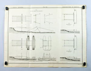 Trestle Bridge Building Engineering US Army Antique Print 1869