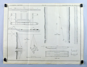 Flying Bridge Building Engineering US Army Antique Print 1869