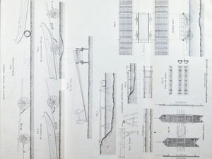 Ponton Logistics Bridge Building Engineering US Army Antique Print 1869
