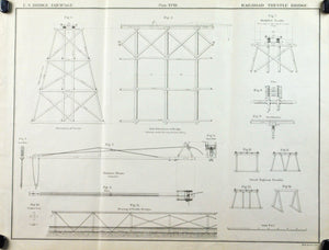 Railroad Trestle Bridge Building Engineering US Army Antique Print 1869