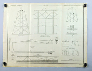 Railroad Trestle Bridge Building Engineering US Army Antique Print 1869