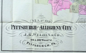Pittsburgh & Allegheny City Rand McNally Weldin Antique Pocket Map 1882