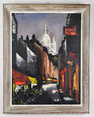 1960’s Impressionist Paris Street Scene Oil Painting Basilica Signed Cozz