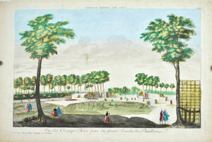 Paul Andre Basset 18th c. View Champs Elisees Tuileries Garden Paris Landscape