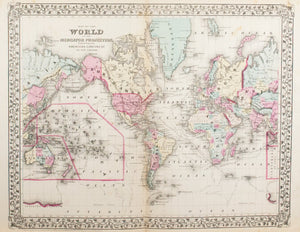 1881 World Map on the Mercator Projection - S Mitchell Jr