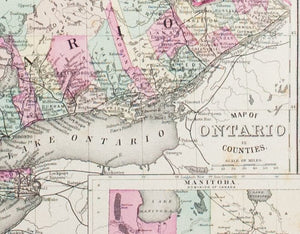1881 Map of Ontario in Counties - S Mitchell Jr