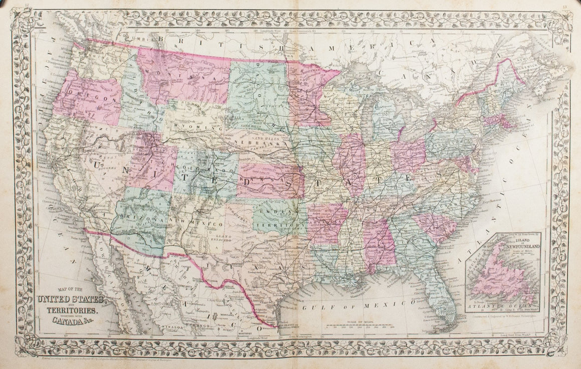1881 Map of the United States and Territories - S Mitchell Jr