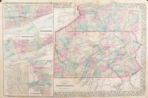 1881 County Map of the State of Pennsylvania - S Mitchell Jr