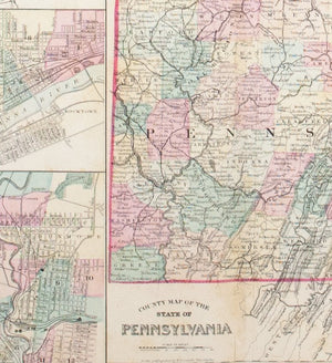 1881 County Map of the State of Pennsylvania - S Mitchell Jr