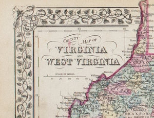 1881 County Map of Virginia and West Virginia - S Mitchell Jr