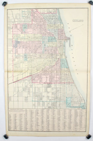 Chicago Illinois Antique Mitchell Map 1881