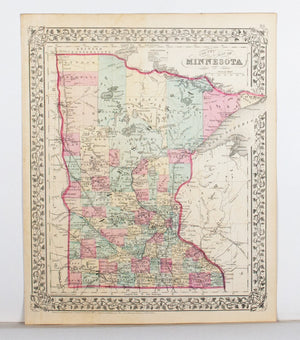 1881 County Map of the State of Minnesota - S Mitchell Jr