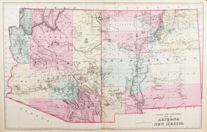1881 County and Township Map of Arizona and New Mexico - S Mitchell Jr