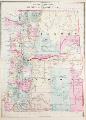 1881 County and Township Map of Oregon and Washington - S Mitchell Jr