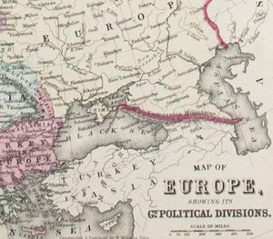 1881 Map of Europe Showing its Ge. Political Divisions - S Mitchell Jr