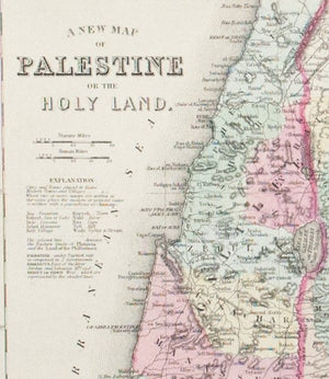 1881 A New Map of Palestine of the Holy Land - S Mitchell Jr