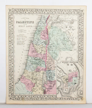 1881 A New Map of Palestine of the Holy Land - S Mitchell Jr