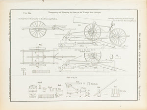 Transporting and Mounting Guns 1860 Antique Military Print