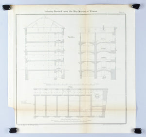 Infantry Barrack near the Haymarket at Vienna Architectural Plan 1860 Print