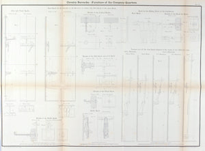 Cavalry Barracks Furniture of the Company Quarters Architectural Plan 1860 Print