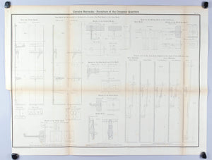 Cavalry Barracks Furniture of the Company Quarters Architectural Plan 1860 Print