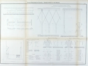 French Barracks for Cavalry Architectural Plan 1860 Print