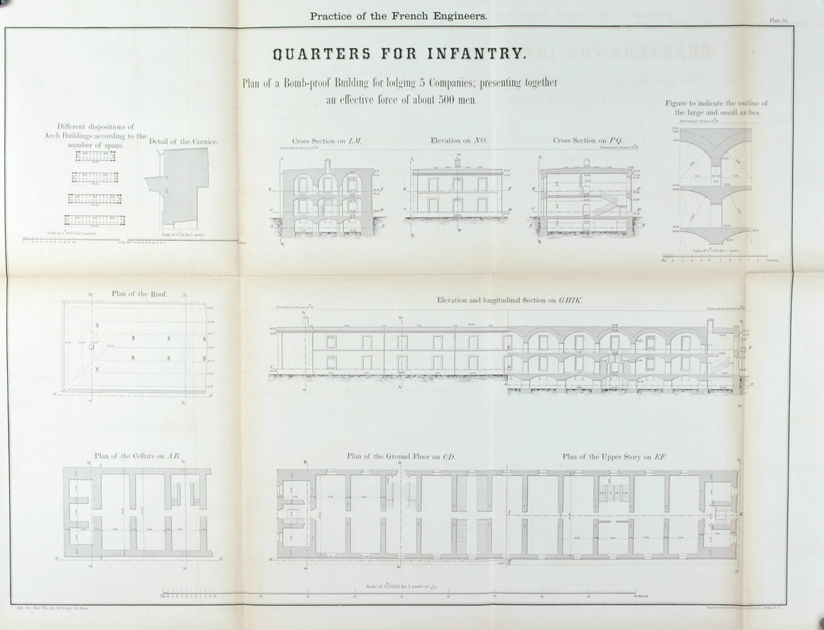 Quarters For Infantry Architectural Plan 1860 Print