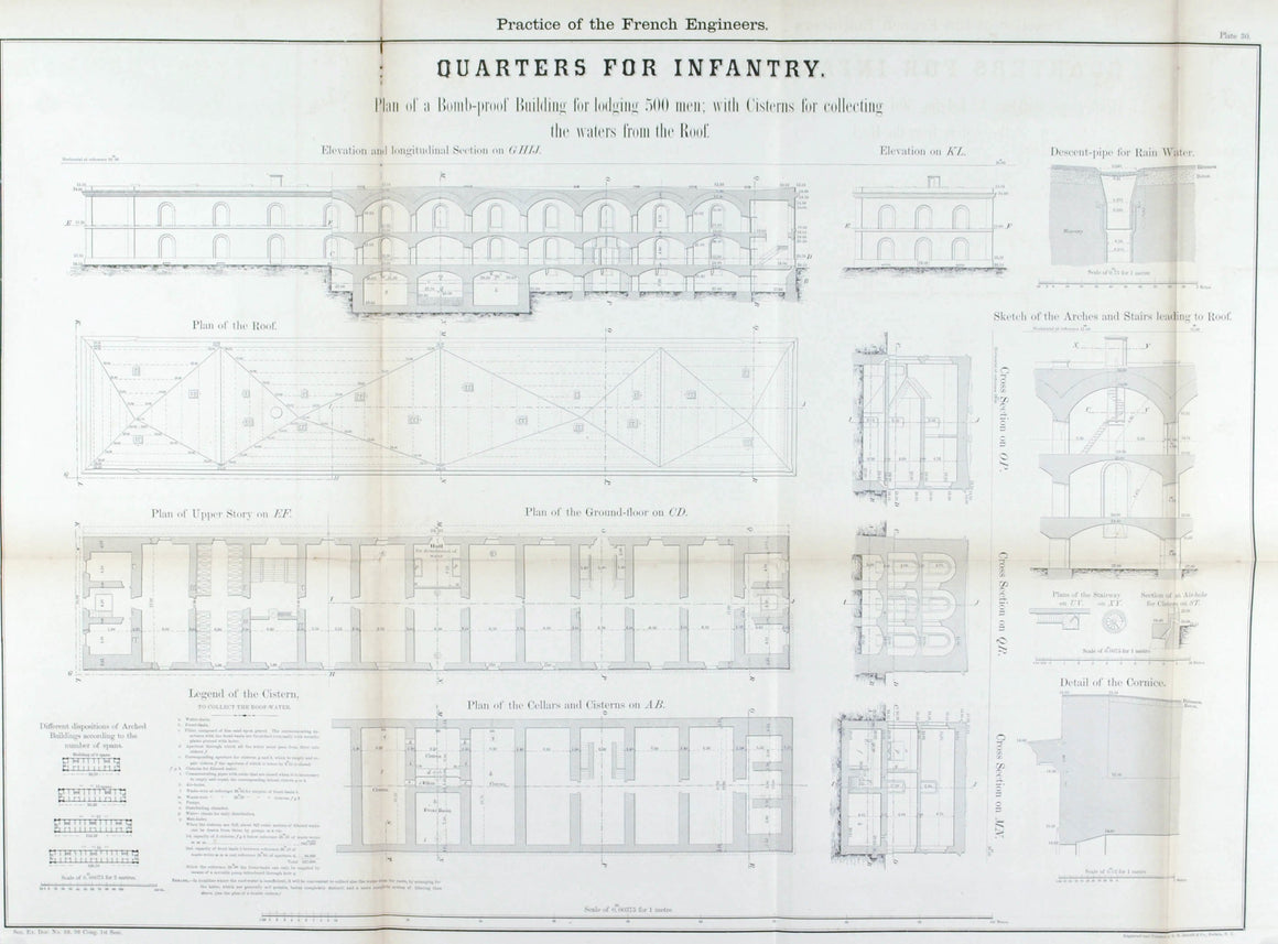 Quarters For Infantry Architectural Plan 1860 Print B