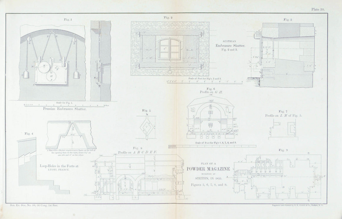 Powder Magazine Austrian Military Fortification Plan 1860 Print