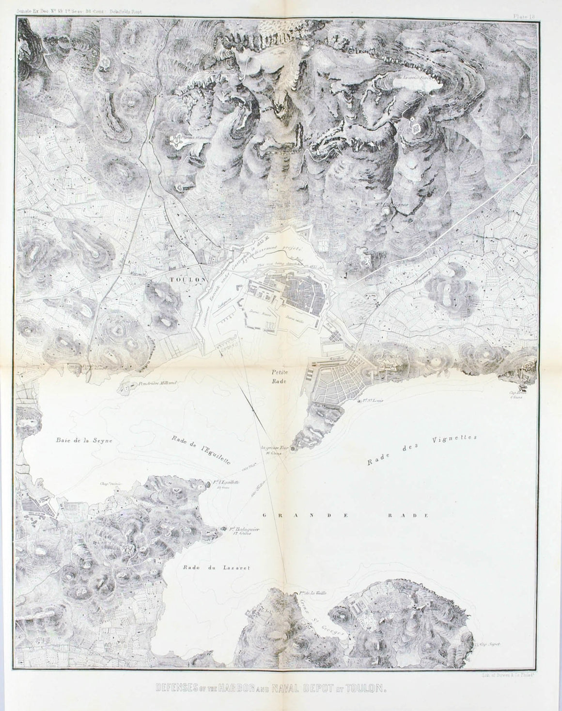 Defenses Of The Harbor And Naval Depot at Toulon Battle Plan 1860 Print