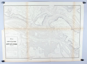 Map of the Fortifications of the City of Lyons France 1860 Print