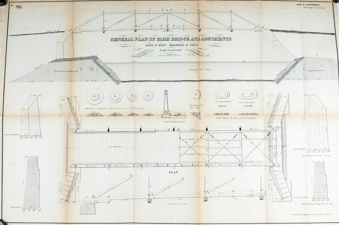 1860 Plan P - Farm Bridge and Abutments Erie Canal - Van R Richmond 