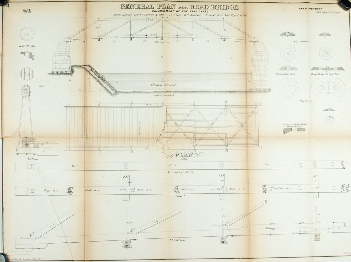 1860 Plan B - General Plan for Road Bridge Erie Canal Enlargement - Van R Richmond 
