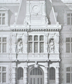 Parisian Town Hall Building Columns Windows Statues 1883 Architecture Print
