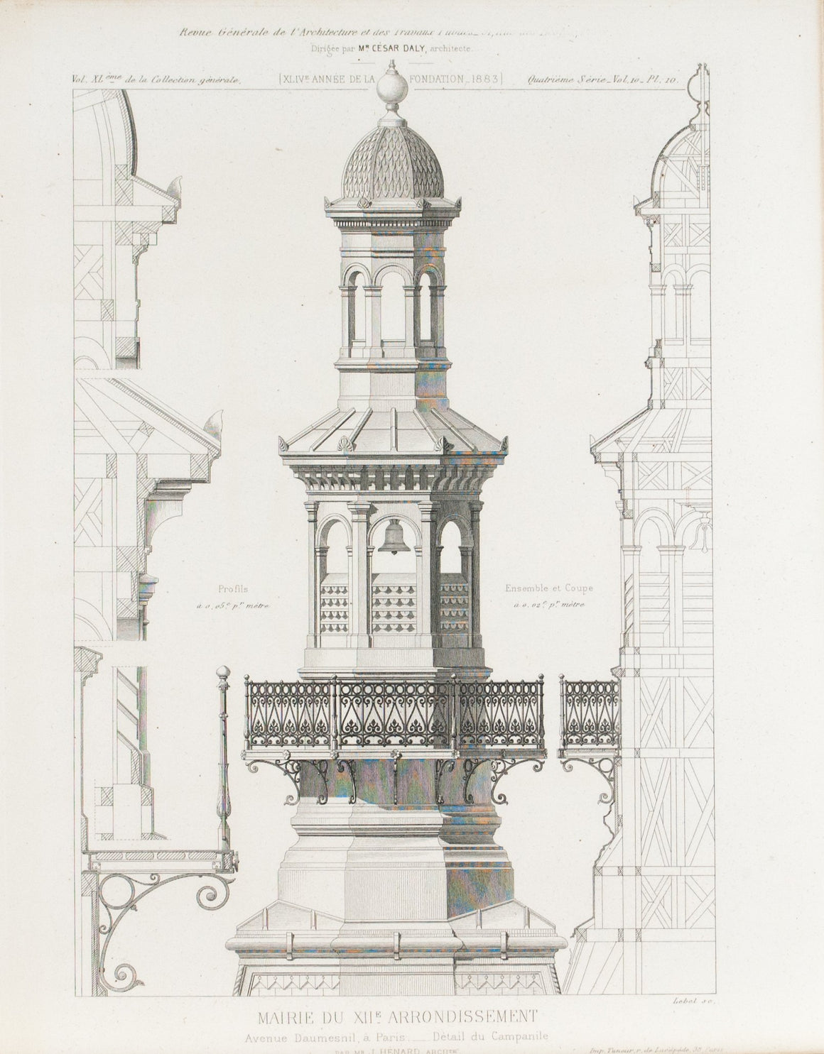 Paris Town Hall Building in Paris Main Tower Elements 1883 Architecture Print