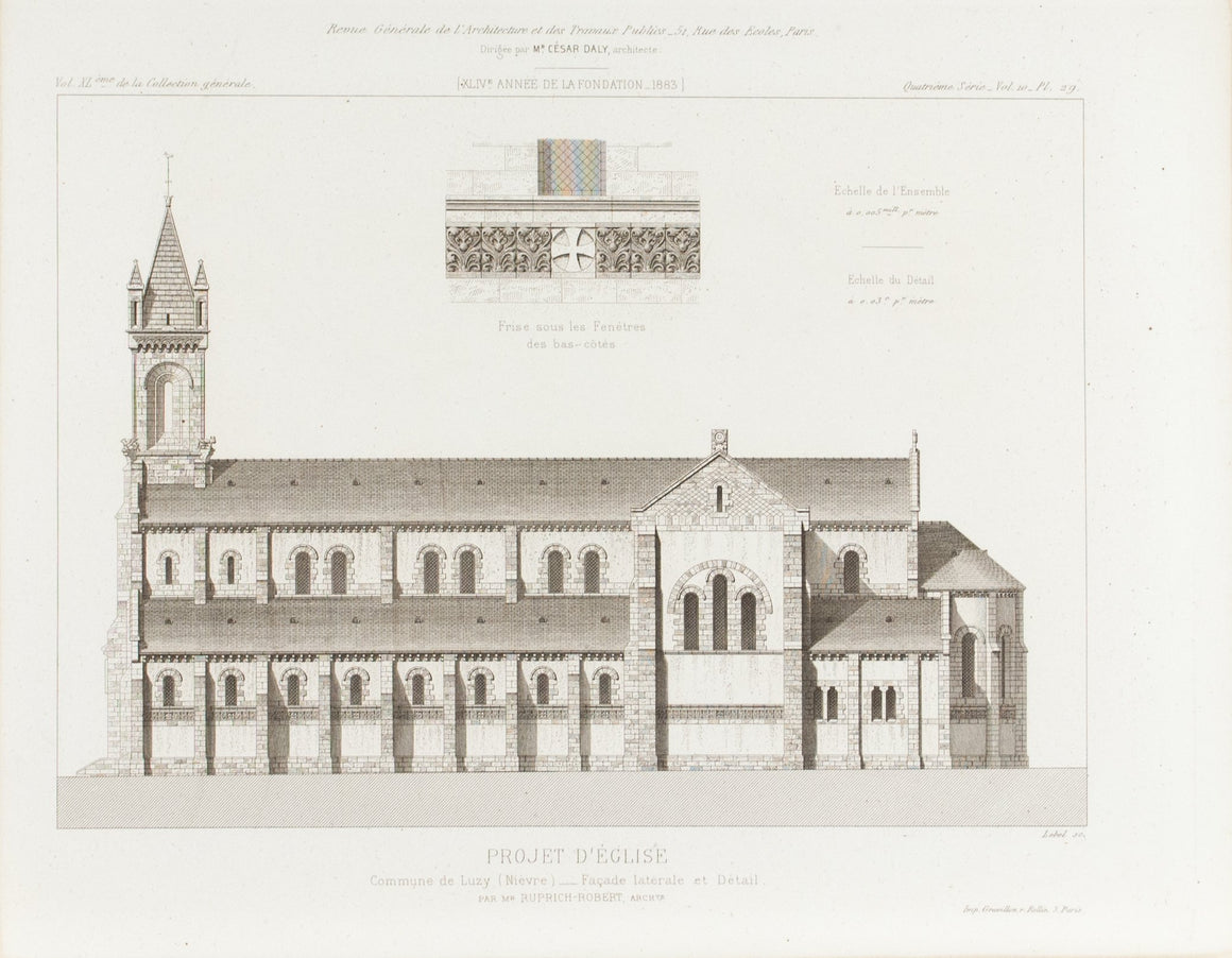 European Church Design 1883 Architecture Print