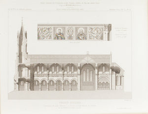 Church Design with Saints and Flowers Frescos on wall 1883 Architecture Print