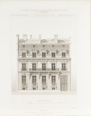 Hotel De Prony in Paris Architectural Facade Design 1883 Architecture Print