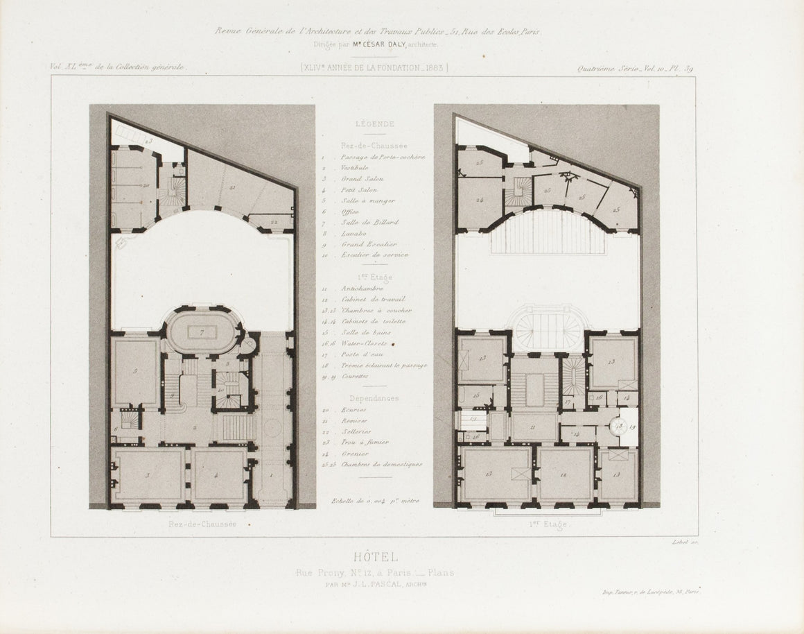 Hotel De Prony Buildings Plan 1883 Architecture Print