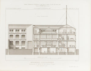 Building Plan Paris Saint-Michel Blvd. Publishing Co. 1883 Architecture Print