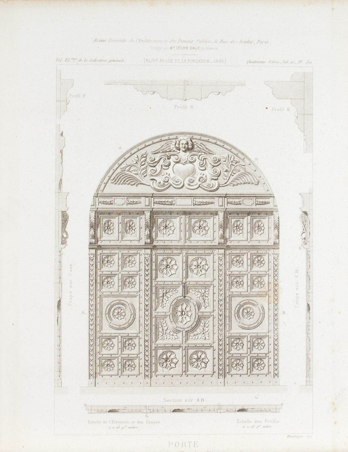 Ornate Door Carvings of the Hotel Druilhet d'Yversen 1883 Architecture Print