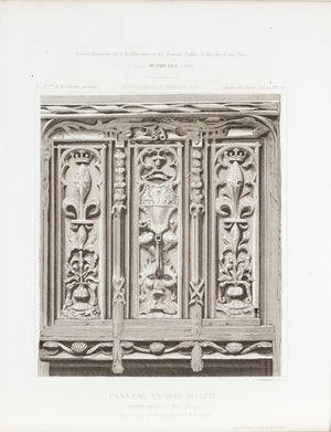 Wood Panel Carving with Flowers Crosses Animal Faces 1883 Architecture Print