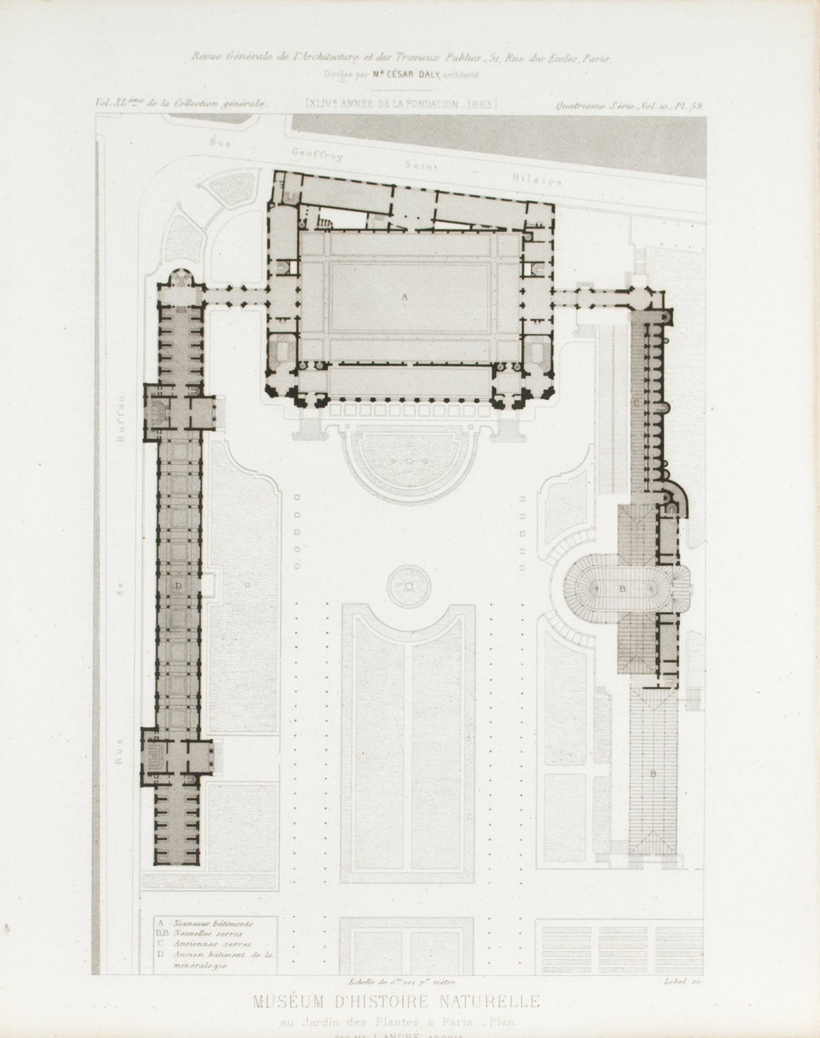 Paris National Museum of Natural History Building Plan 1883 Architecture Print