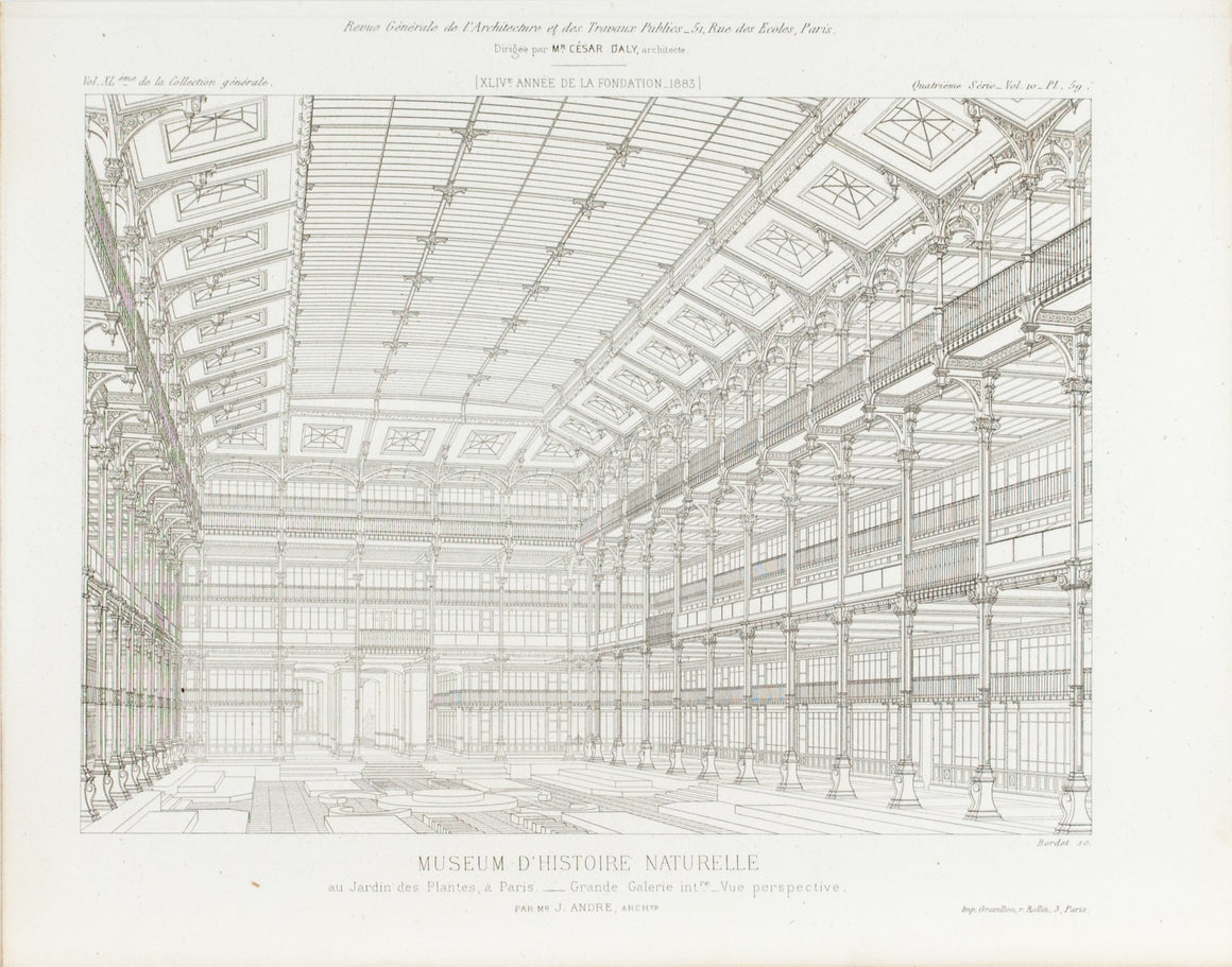 Interior Design of Paris National Museum of History 1883 Architecture Print