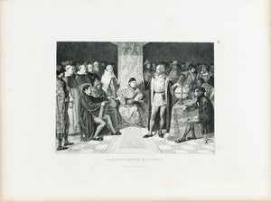 Columbus Before The Junta c. 1880 Engraved Art Print