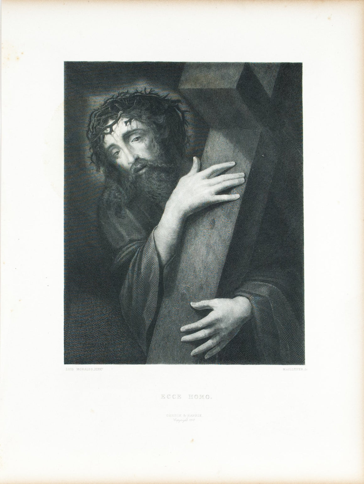 Ecce Homo Jesus Christ c. 1880 Engraved Art Print by Luis Morales