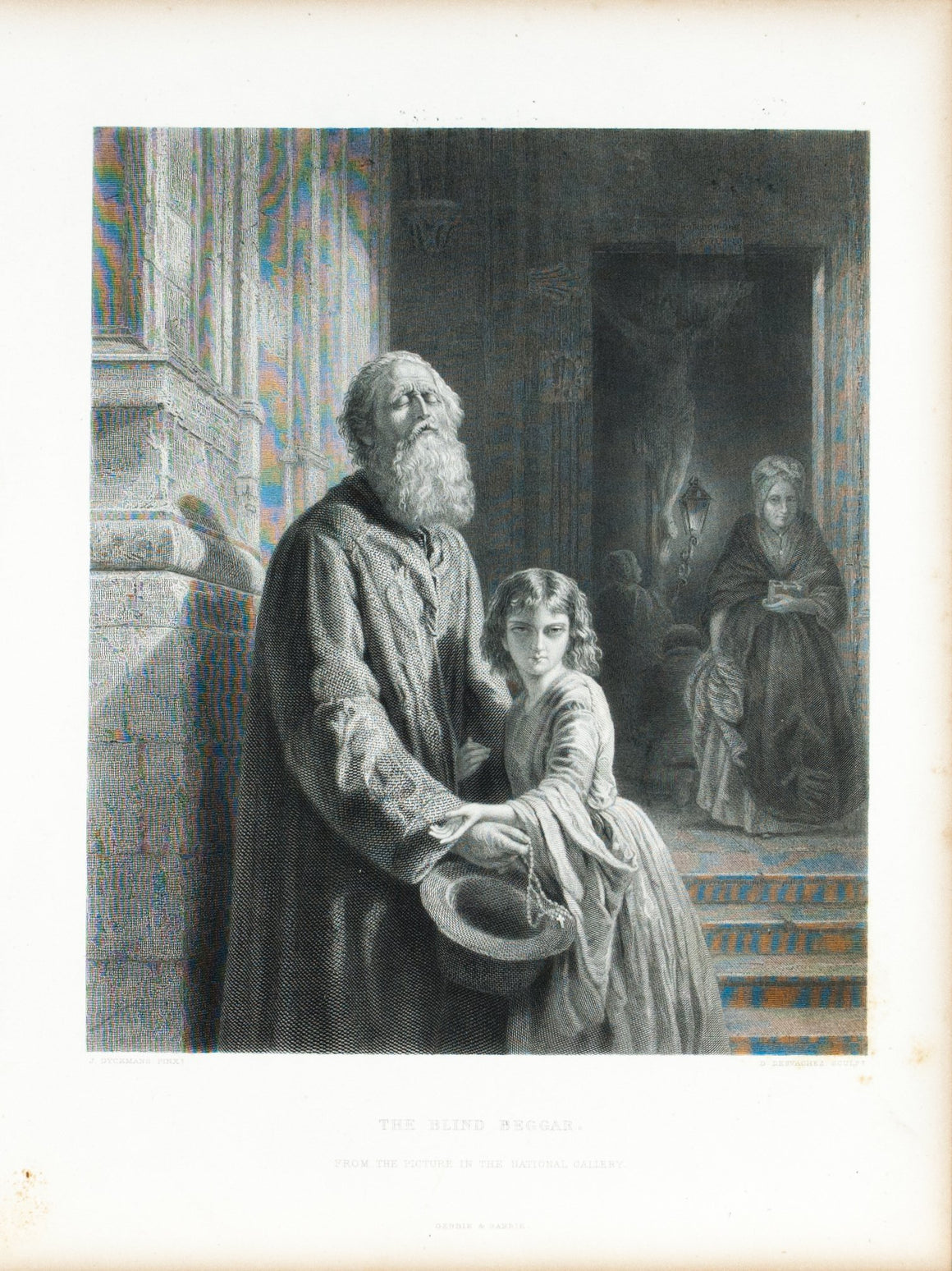 The Blind Beggar c. 1880 Engraved Art Print