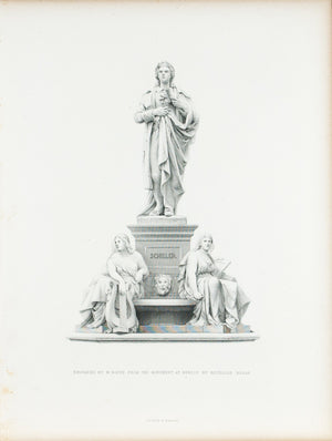 Schiller Monument Statue Berlin c. 1880 Engraved Art Print