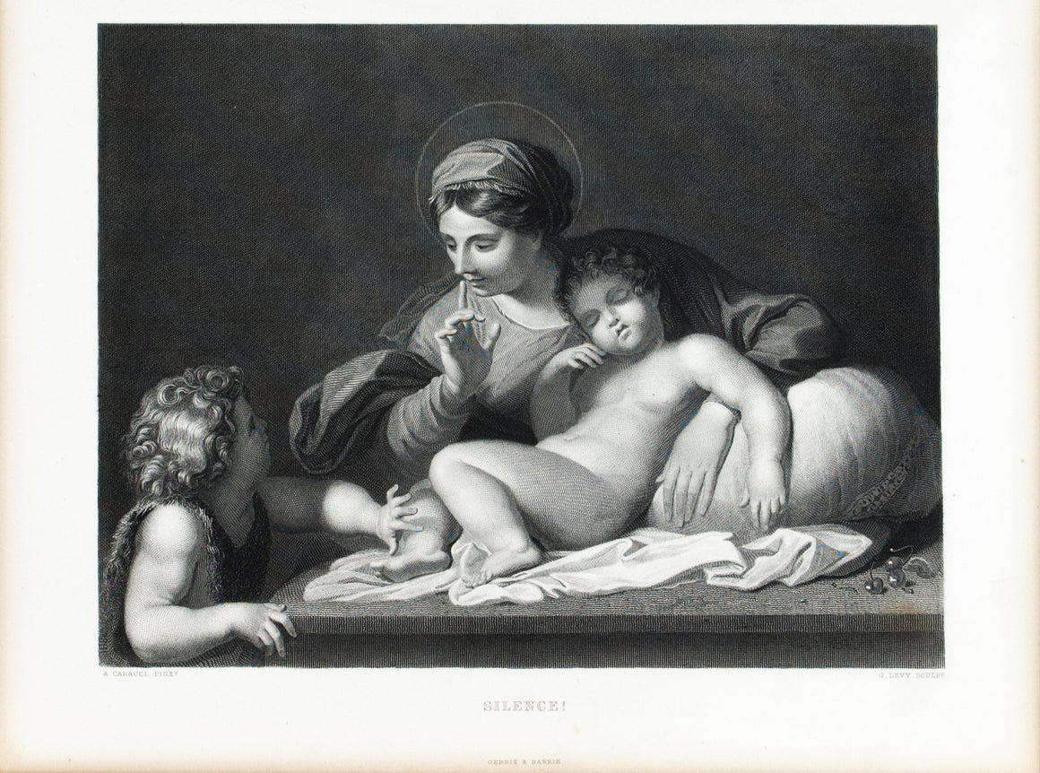 Silence! Mother with Children c.1880 Engraved Art Print