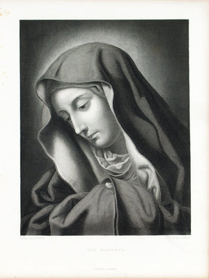 The Madonna Mater Dolorosa by Carlo Dolci  c.1880 Engraved Art Print